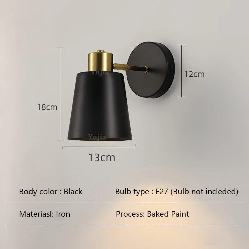 Vintage Adjustable Wall Mounted Sconce Bedside Lamp for Bedroom Study Decoration Led Interior Wall Lighting Fixtures Black Brass