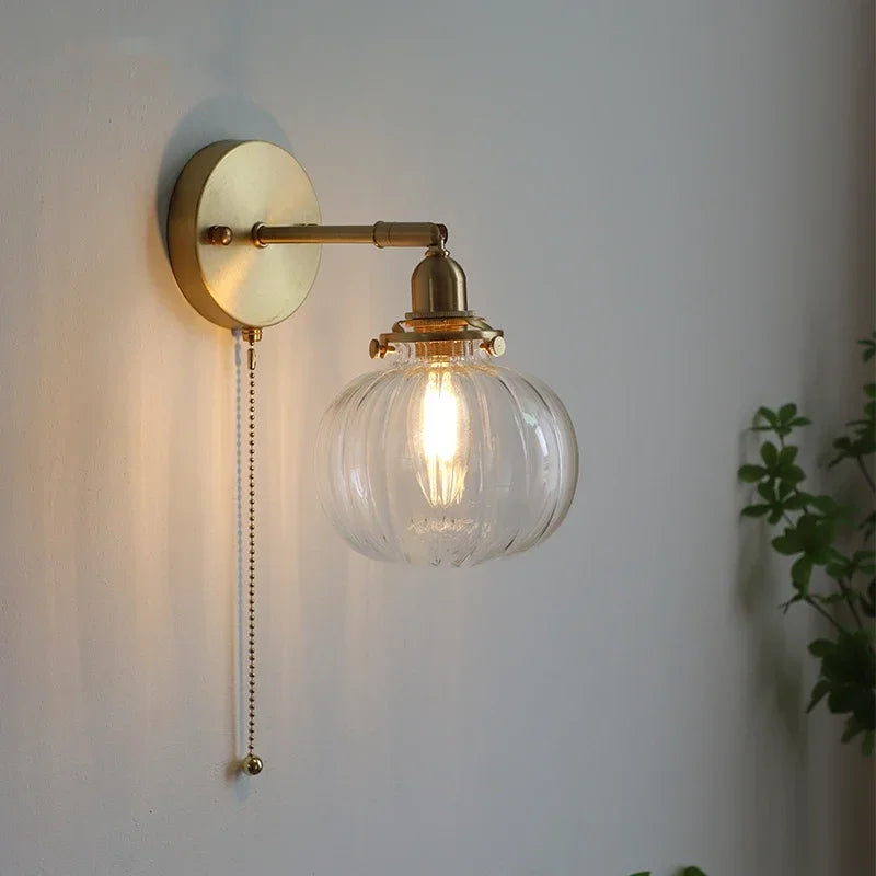 Glass Round Wall Sconce – Nordic Modern Plug-In for Bathroom, Bedroom & Bedside, Restaurant & Café | Amaya Orbit by Evenlyr