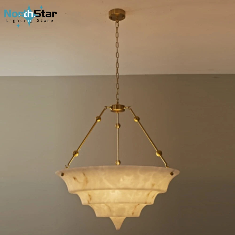 Roselle Halo Sculptural Alabaster Pendant Light – Modern Alabaster Sculptural Pendant Lights for Dining Room