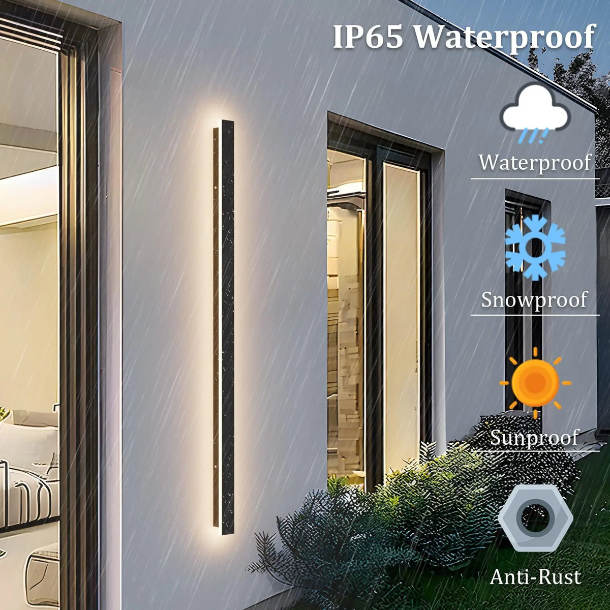 Liora Minimalist Linear Outdoor Wall Light for Exterior Wall – IP65 – detail view 6
