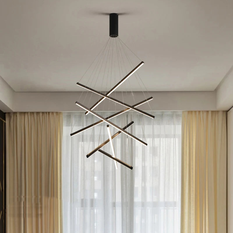 Metal Linear Chandelier – Modern LED Linear for Bedroom & Bedside, Living Room, Hotel & Hospitality | Seren Contour by Evenlyr