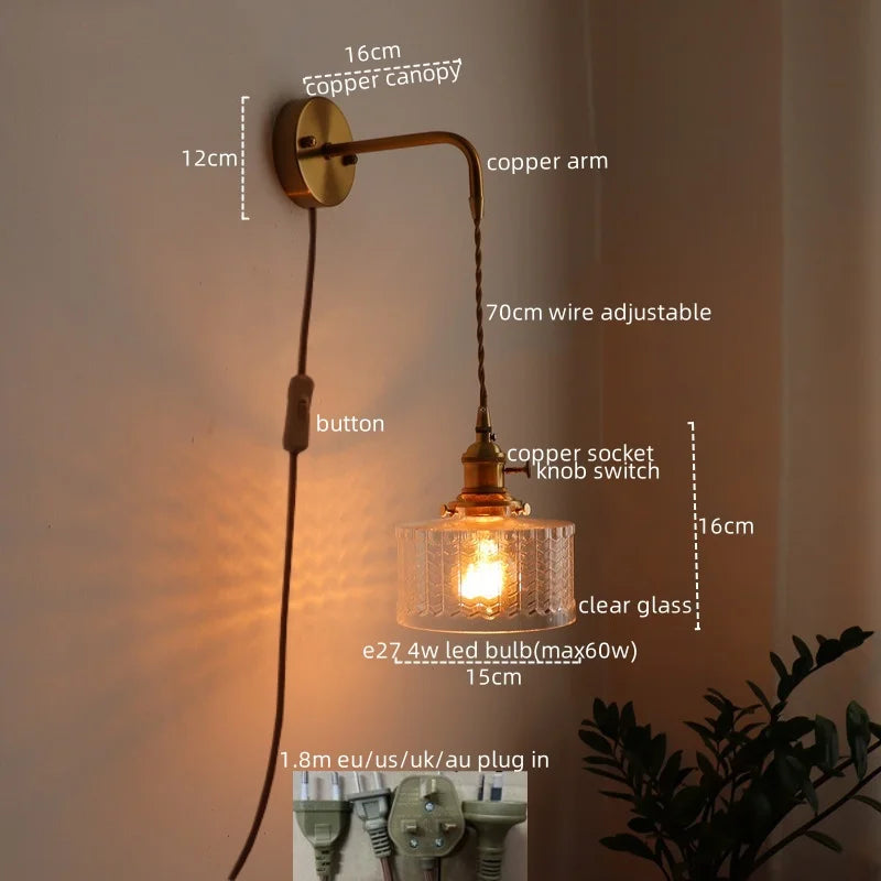 Vintage Copper Plug-In Vanity Light – detail view 6