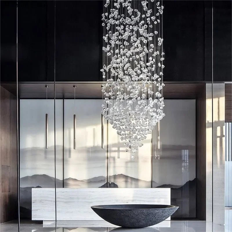 Crystal Linear Chandelier – Modern LED Linear for Hallway & Entryway, Living Room | Maris Dome by Evenlyr