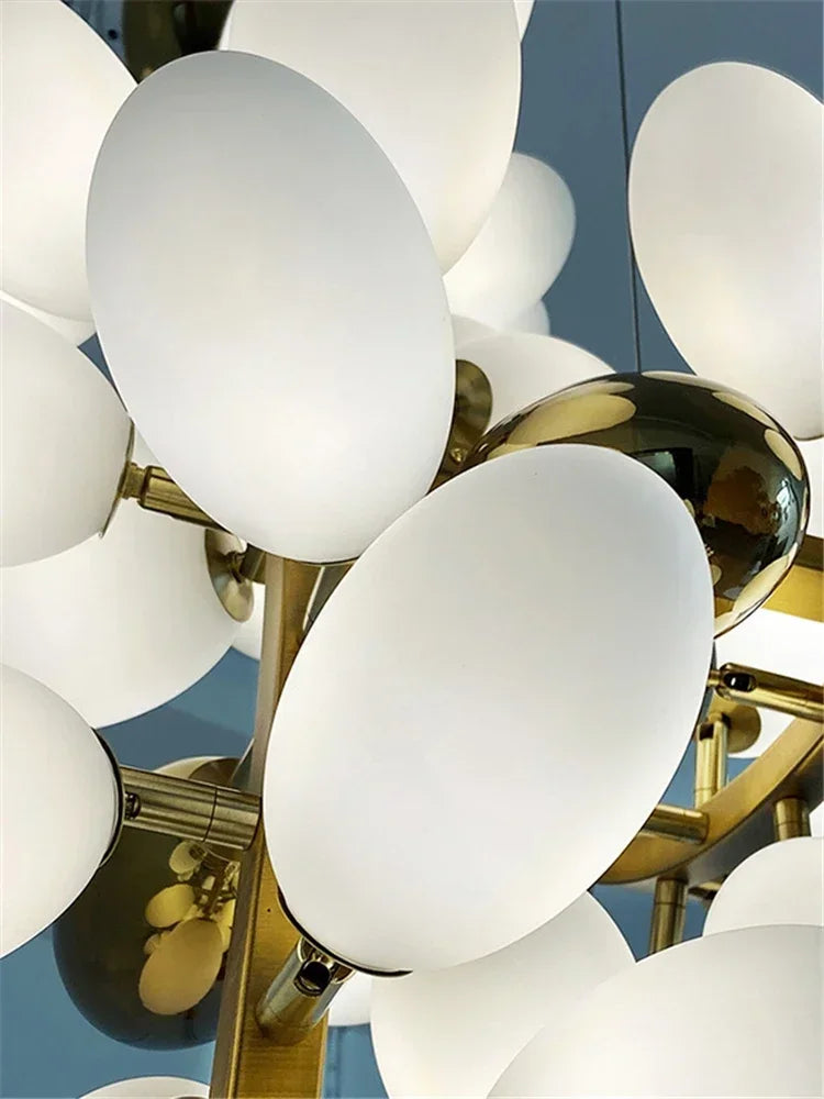Glass Chandelier – Nordic Modern Adjustable for Bedroom, Dining Room, Living Room | Halcyon Halo by Evenlyr