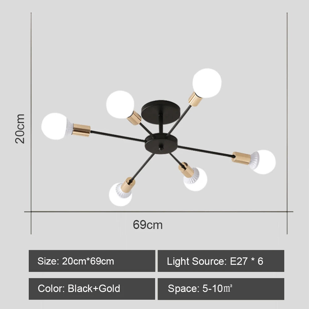 Quintara Flush Mount Modern Chandelier for Dining Room – Vintage