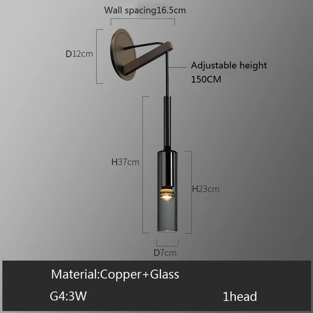 Quintara Long Copper and Glass Chandelier for Staircase – detail view 7