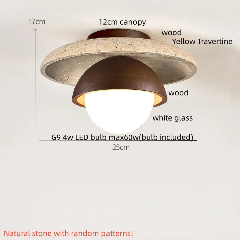 Ruelle Veil Globe Travertine Ceiling Light