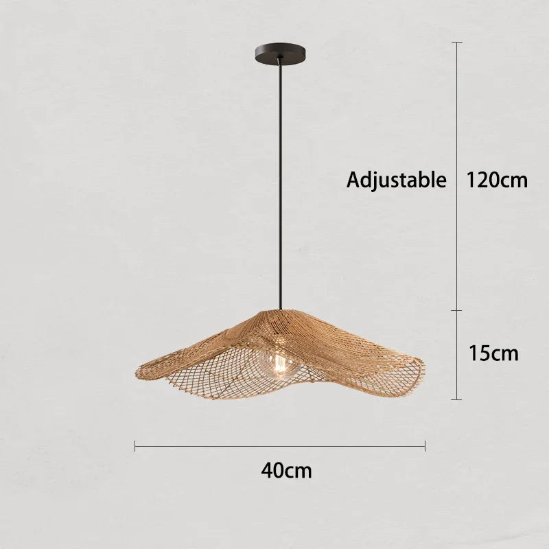 Juniper Straw-Hat Rattan Pendant Light for Cafe – Vintage