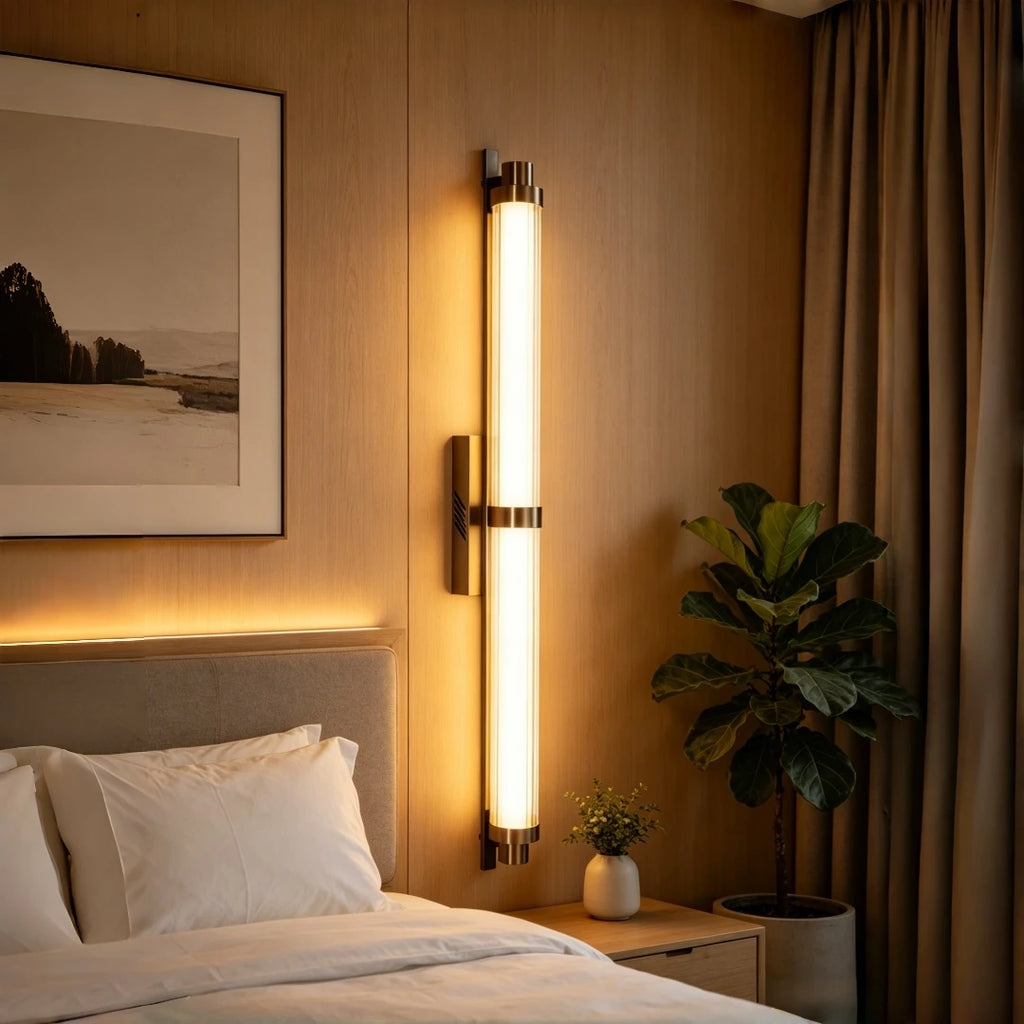 Glass Linear Wall Sconce – Modern Linear for Bathroom, Bedroom & Bedside, Hallway & Entryway | Oriana Glow by Evenlyr