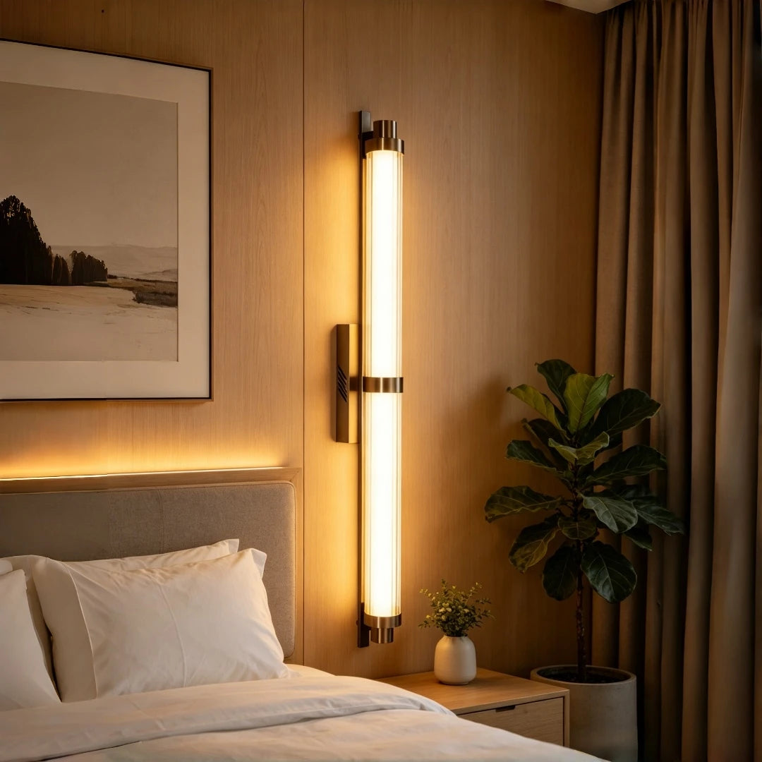 Glass Linear Wall Sconce – Modern Linear for Bathroom, Bedroom & Bedside, Hallway & Entryway | Oriana Glow by Evenlyr