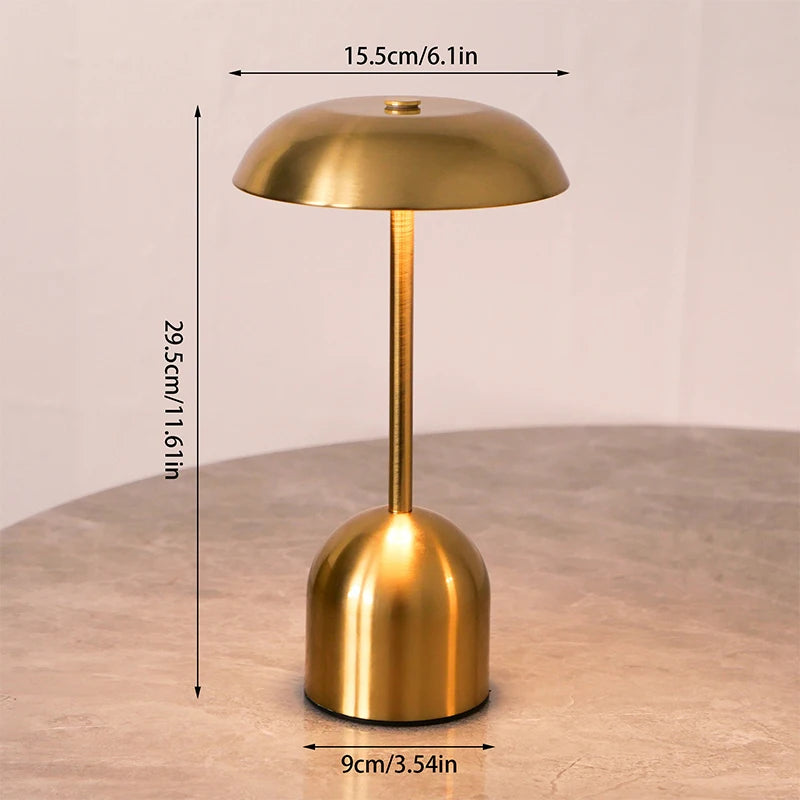 Metal Table Lamp – Modern Minimalist Cordless Rechargeable for Bedside, Restaurant Table, Hotel Room | Coralie Column by Evenlyr