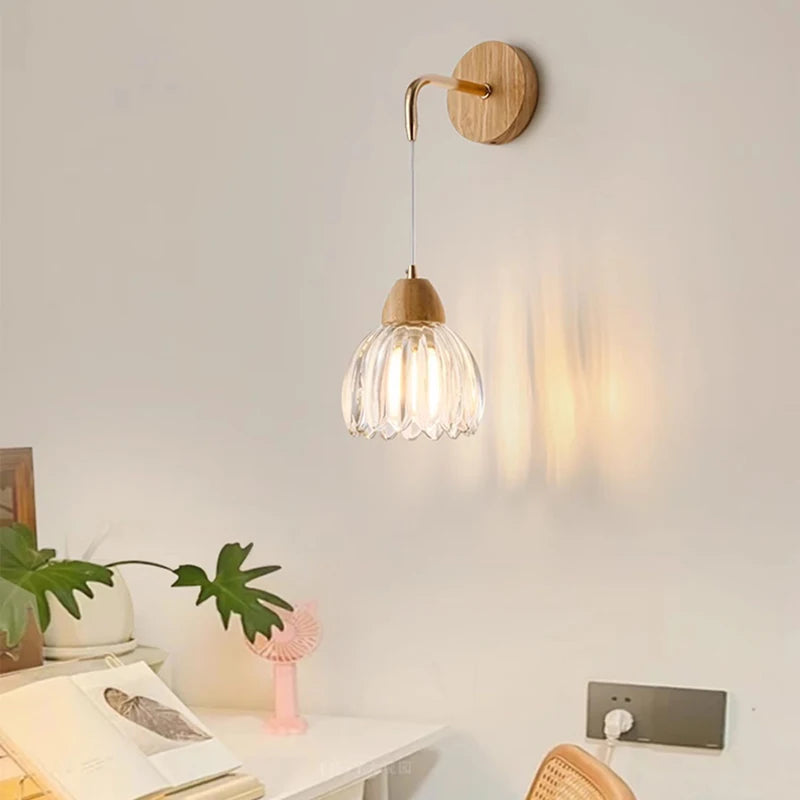 Glass & Wood Pendant Light – Modern Minimalist for Kitchen Island, Dining Room, Bedroom | Jessamine Halo by Evenlyr
