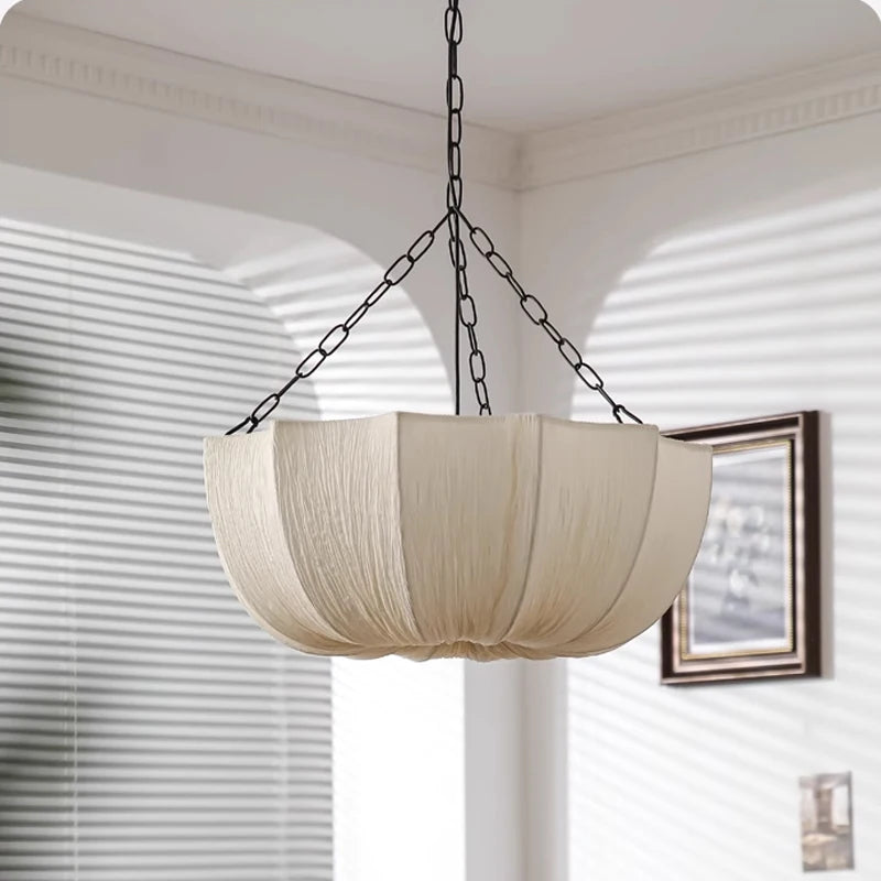 Fabric Chandelier – Wabi-Sabi Nordic for Bedroom & Bedside, Dining Room & Kitchen, Restaurant & Café | Solenne Veil by Evenlyr
