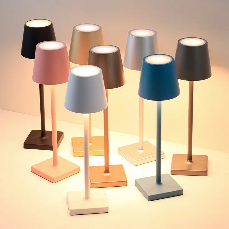 Metal Table Lamp – Modern Minimalist Cordless Rechargeable for Bedside, Restaurant Table, Hotel Room | Vivienne Column by Evenlyr