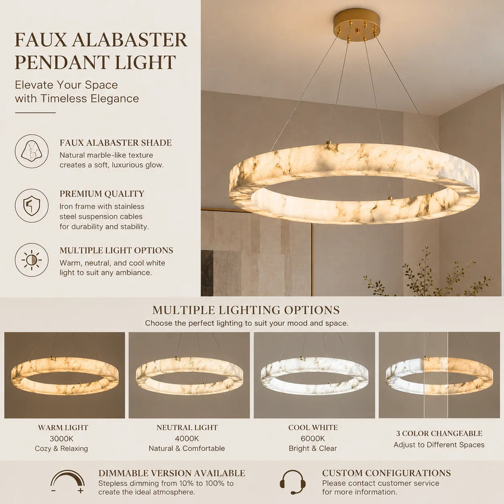 Aurelia Faux Alabaster Pendant Light for Kitchen Island – detail view 5