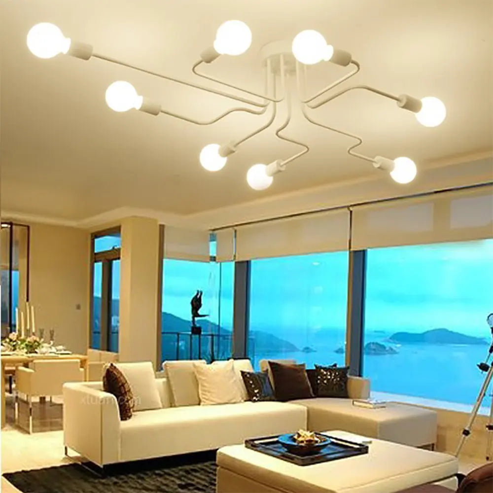 Elara Flush Mount Modern Chandelier for Bedroom – Mid-Century – detail view 6