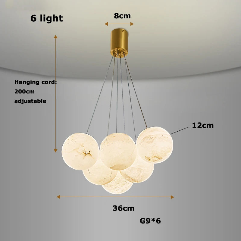 Alabaster & Marble Chandelier – Art Deco Dimmable LED for Living Room, Dining Room, Foyer | Bellara Line by Evenlyr