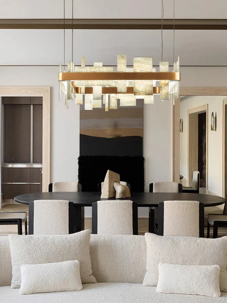 Amaris Halo Alabaster Pendant Light – product view 4