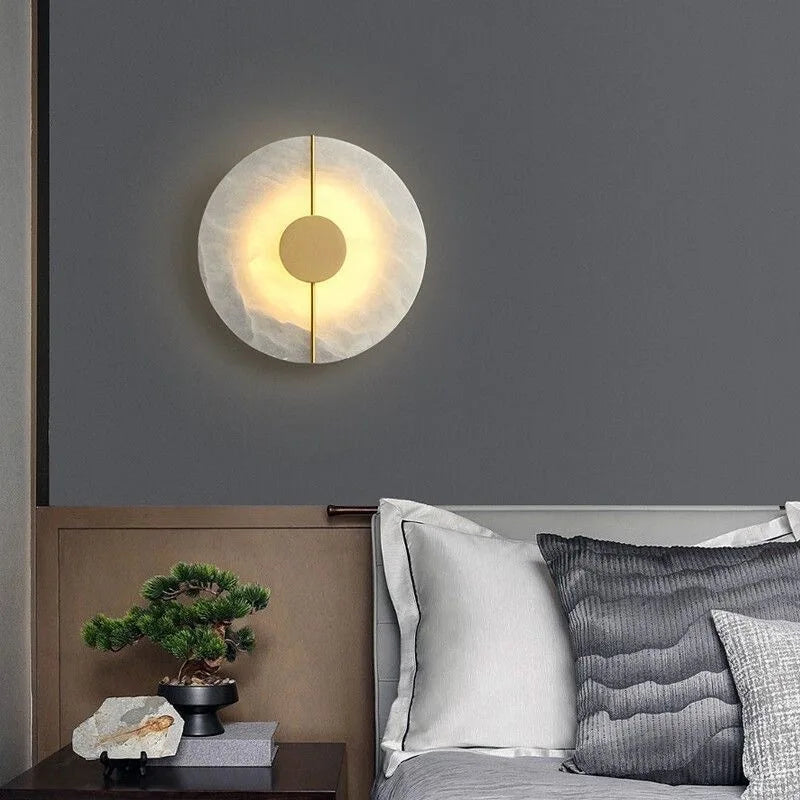 Doria Natural Marble and Copper Wall Sconce for Bedroom – Luxury – detail view 3