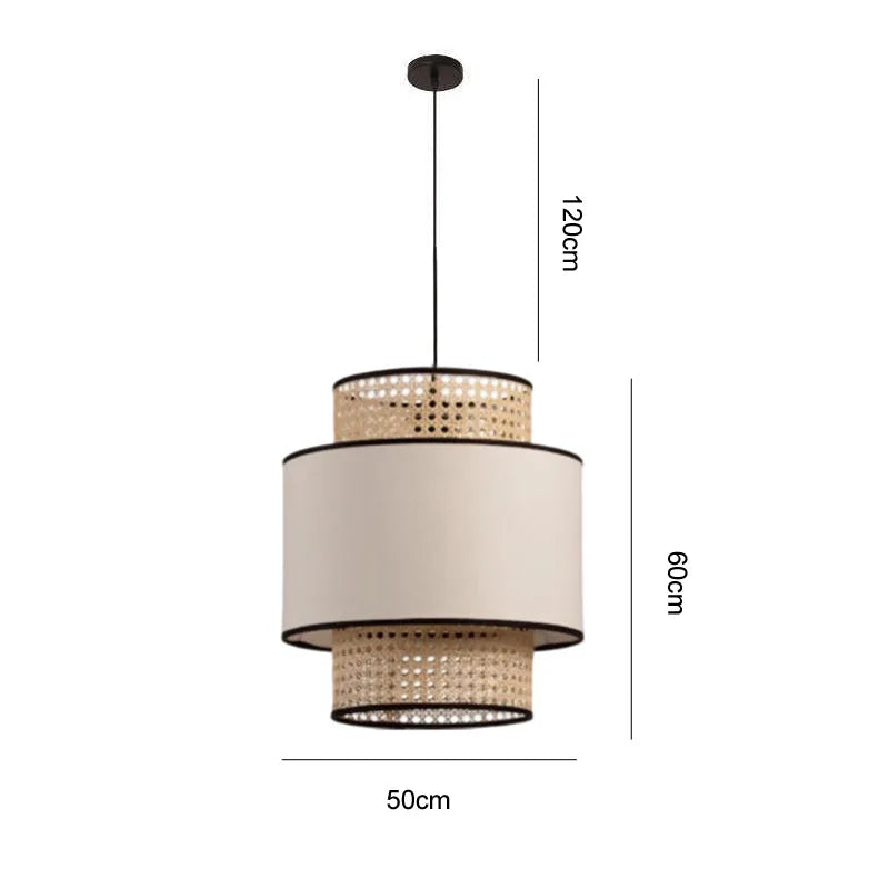 Rattan & Fabric Chandelier – Wabi-Sabi Japanese for Dining Room, Bedroom, Living Room | Aurelia Orbit by Evenlyr