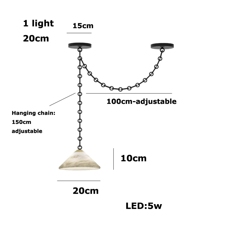 Alabaster & Marble Chandelier – Modern for Hallway & Entryway, Living Room, Dining Room & Kitchen | Lunara Orbit by Evenlyr