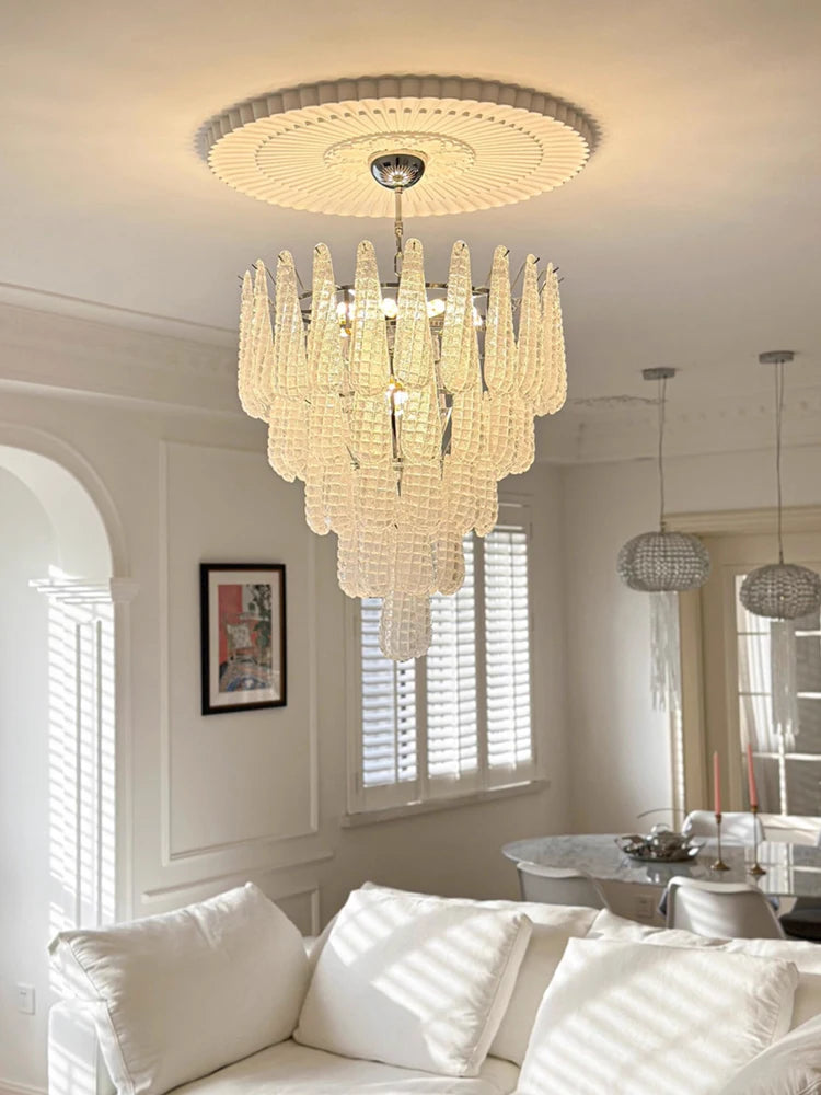 Glass Chandelier – Modern LED for Living Room, Bedroom & Bedside | Solenne Dome by Evenlyr