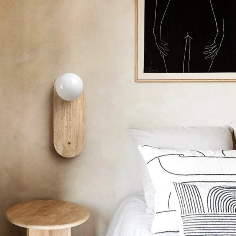 Ivara Veil Globe Travertine Wall Sconce – product view 6