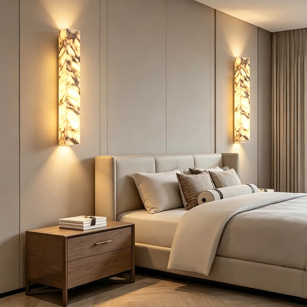 Oriana Veil Dimmable Marble Wall Sconce – Modern Marble Dimmable Wall Sconces for Dining Room