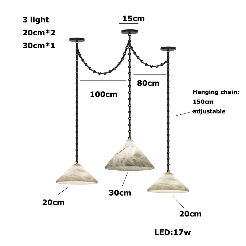 Alabaster & Marble Chandelier – Modern for Hallway & Entryway, Living Room, Dining Room & Kitchen | Lunara Orbit by Evenlyr