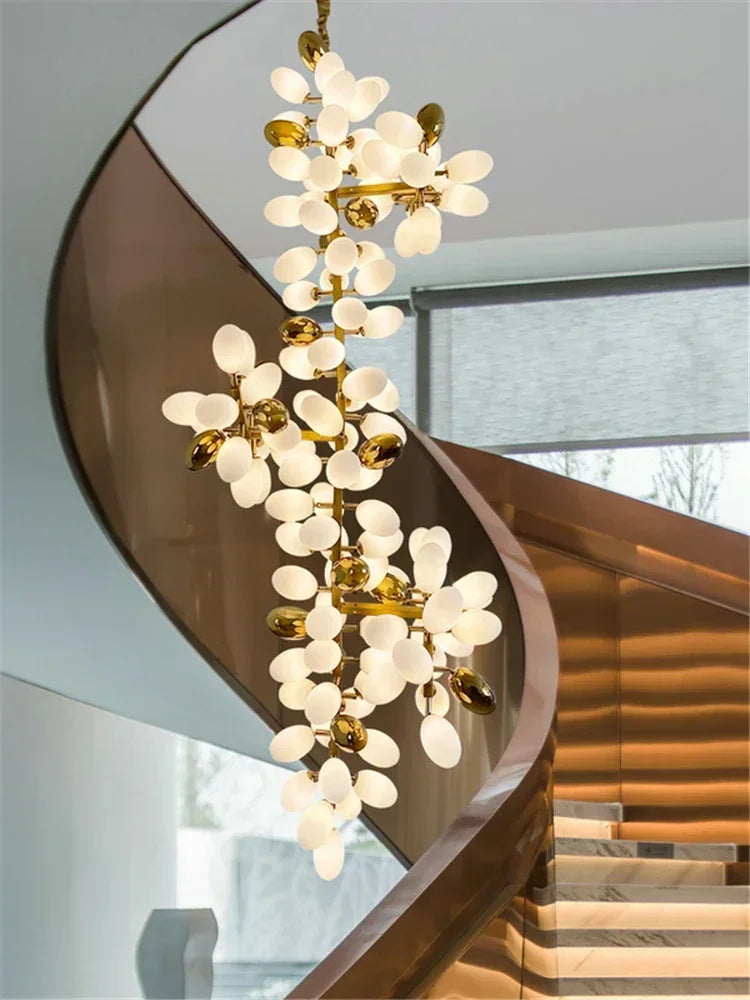Glass Chandelier – Nordic Modern Adjustable for Bedroom, Dining Room, Living Room | Halcyon Halo by Evenlyr