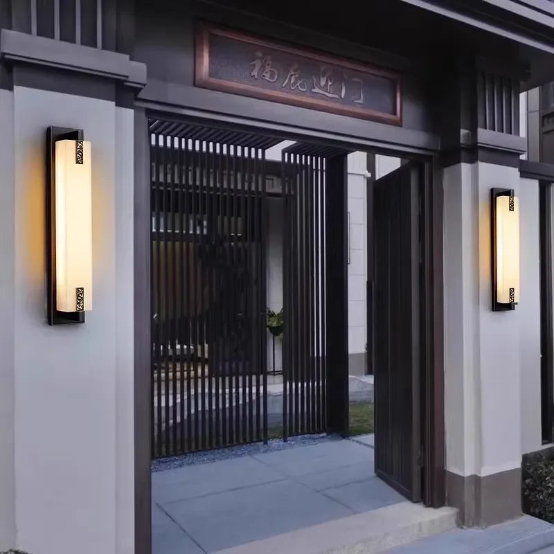Doria Brass Outdoor Wall Light for Villa Exterior – detail view 4