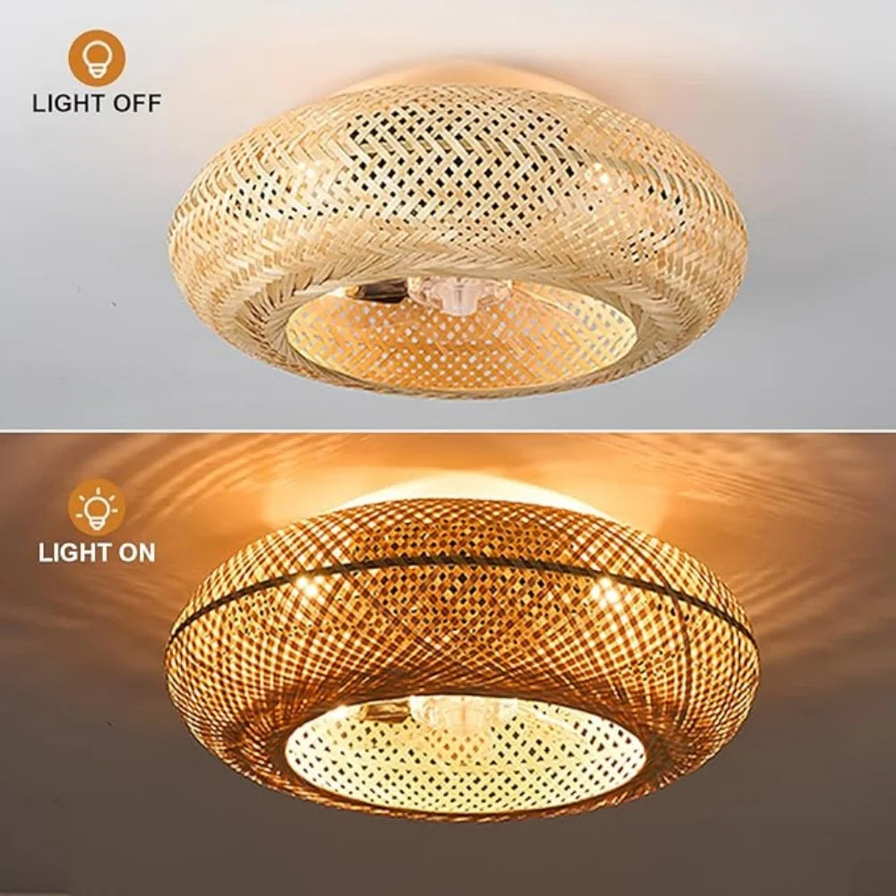 Ravena Bamboo-Woven Invisible-Blade Ceiling Fan Light – Remote Control