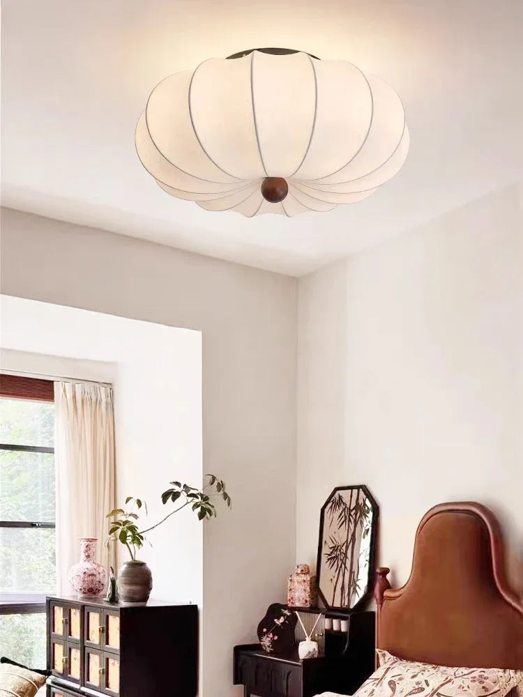 Fabric Flush Mount Ceiling Light – Wabi-Sabi Japanese for Bedroom & Bedside, Living Room | Elowen Arc by Evenlyr