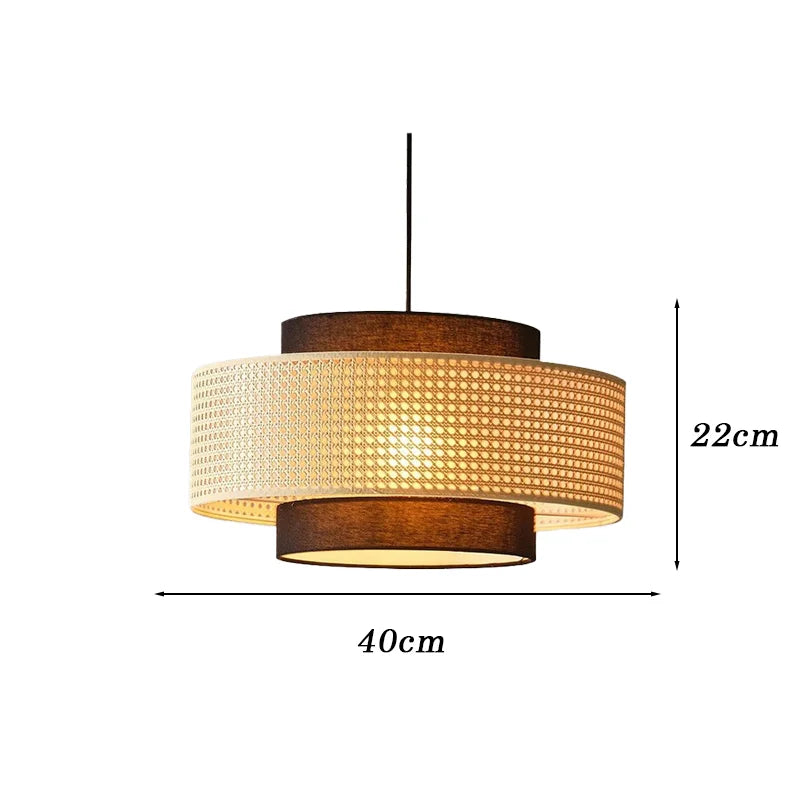Rattan & Fabric Chandelier – Vintage Modern for Dining Room, Living Room, Kitchen Island | Coralie Dome by Evenlyr