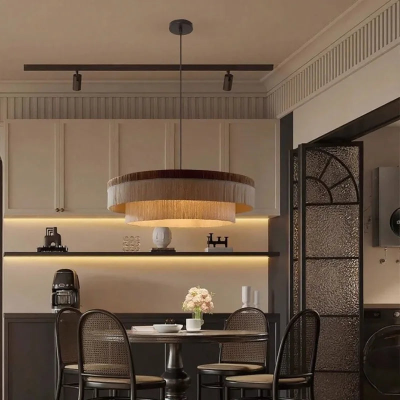 Fabric Pendant Light – Wabi-Sabi LED for Bedroom & Bedside, Dining Room & Kitchen, Restaurant & Café | Solenne Halo by Evenlyr