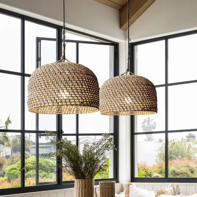 Rattan Pendant Light – Vintage Modern for Kitchen Island, Dining Room, Restaurant | Ophelia Orbit by Evenlyr