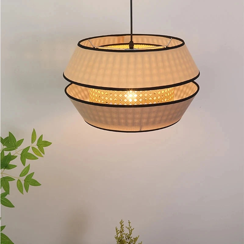 Rattan & Wood Pendant Light – Wabi-Sabi Japanese for Kitchen Island, Dining Room, Bedroom | Ilyra Dome by Evenlyr