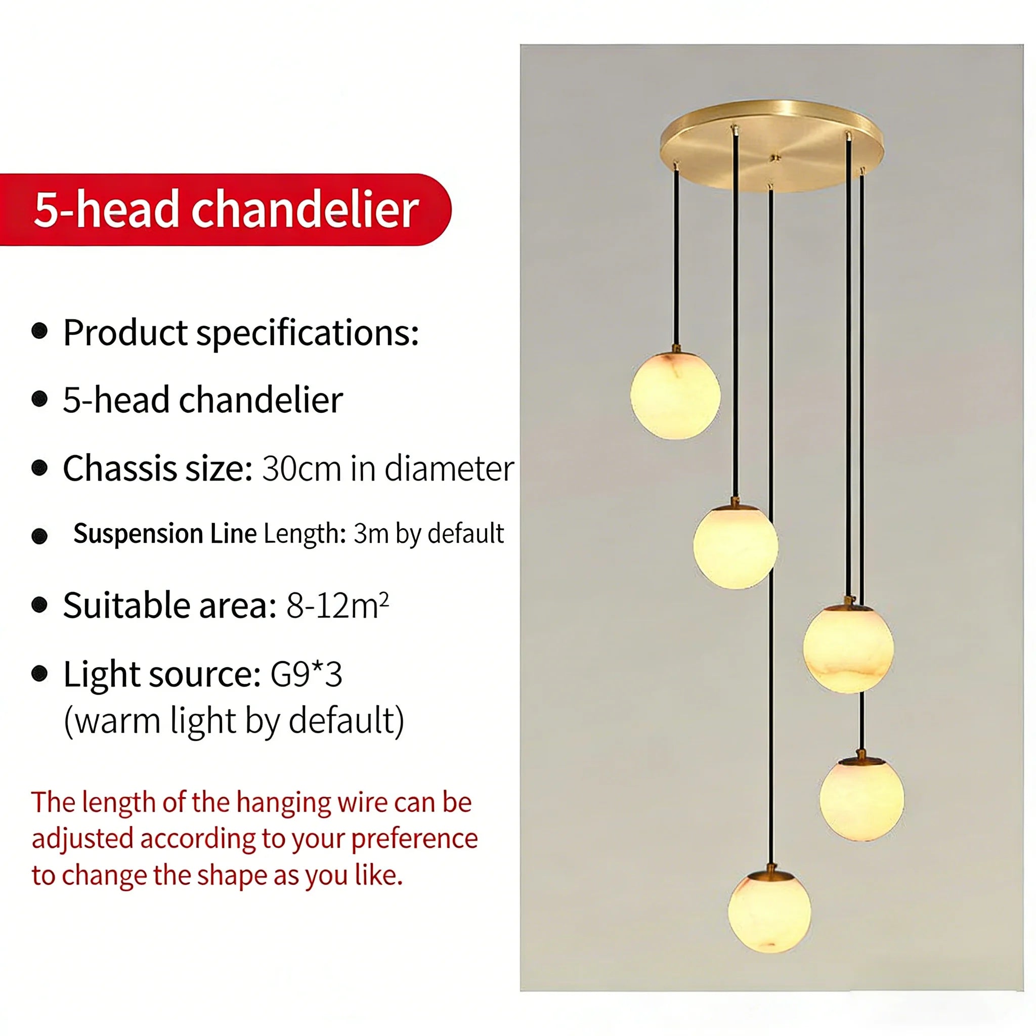 Alabaster & Marble Linear Chandelier – Modern Linear for Living Room, Bedroom & Bedside | Lunara Dome by Evenlyr