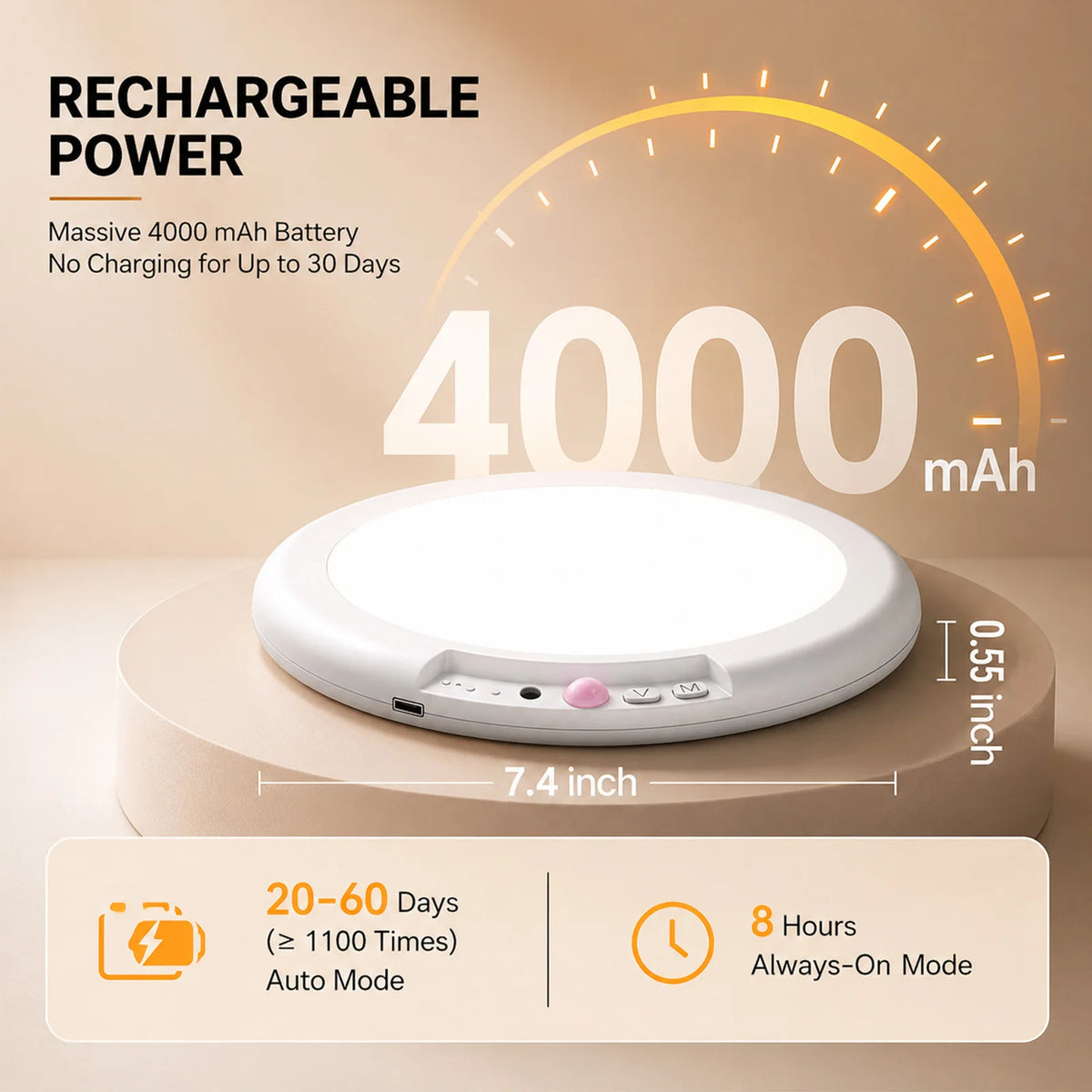 Aurelia Magnetic Rechargeable RGB Ceiling Light – USB-C Remote – detail view 2