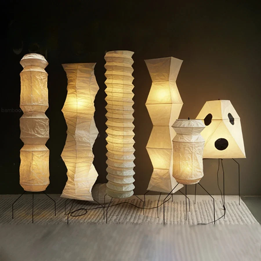 Rice Paper Floor Lamp – Wabi-Sabi Japanese for Living Room, Bedroom, Reading Corner | Mirelle Cascade by Evenlyr