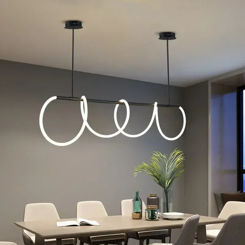 Metal Linear Chandelier – Modern LED Linear for Dining Room & Kitchen, Restaurant & Café | Alora Veil by Evenlyr