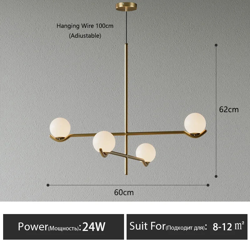 Glass Globe Chandelier – Modern LED for Bedroom & Bedside, Dining Room & Kitchen | Seren Glow by Evenlyr