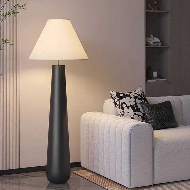 Aster Lattice Fabric Floor Lamp – Dimmable styled in a living room interior