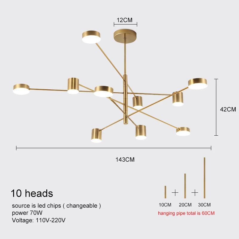 Metal Chandelier – Modern LED for Bedroom & Bedside, Living Room, Restaurant & Café | Alora Line by Evenlyr