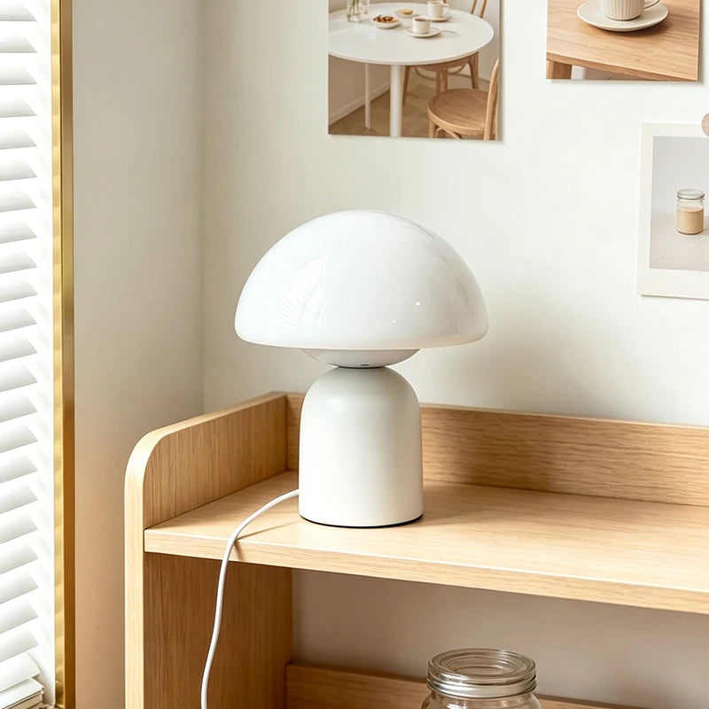 Marble & Murano-Style Glass Table Lamp – Modern Minimalist Dimmable LED for Bedside, Desk & Office, Restaurant Table | Liora Column by Evenlyr