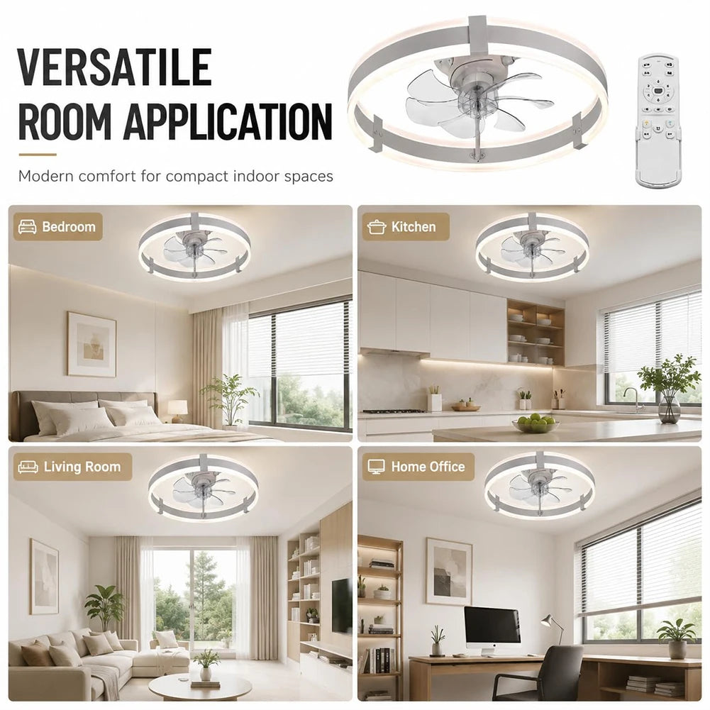 Ravena Low Profile Ceiling Fan with Light for Kitchen – Remote Control – detail view 3