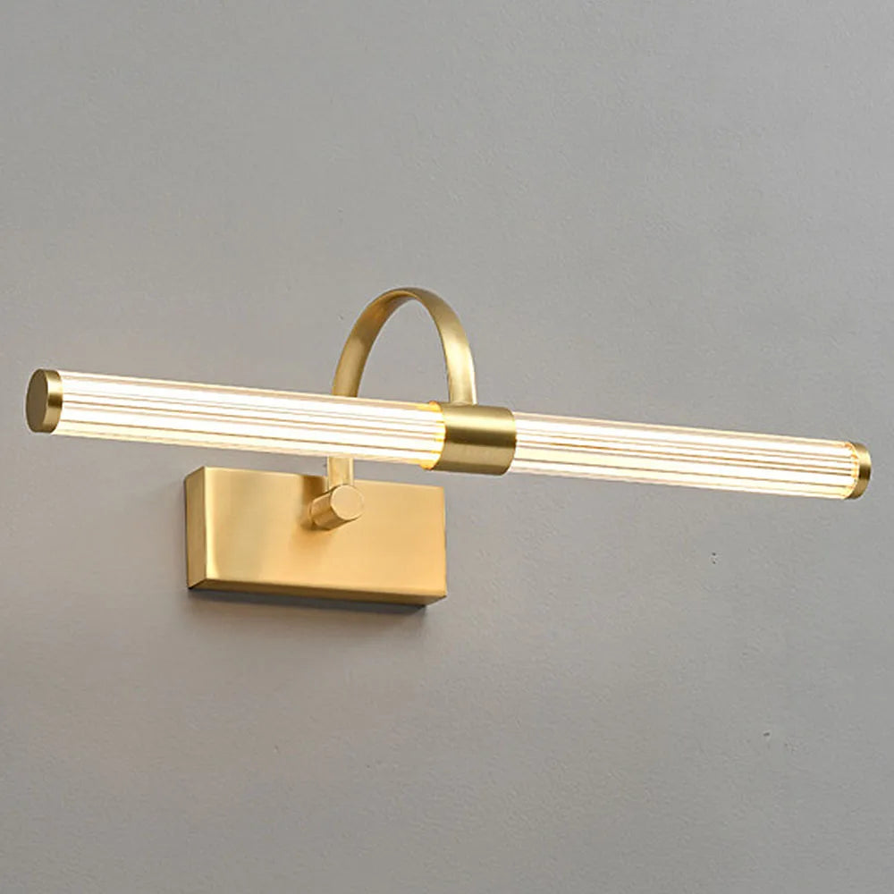 Brass & Acrylic LED Bathroom Vanity & Mirror Light – Modern Adjustable LED for Bathroom | Oriana Crest by Evenlyr