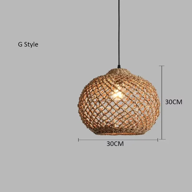 Caspian Lantern Rattan Pendant Light for Dining Room – Bamboo