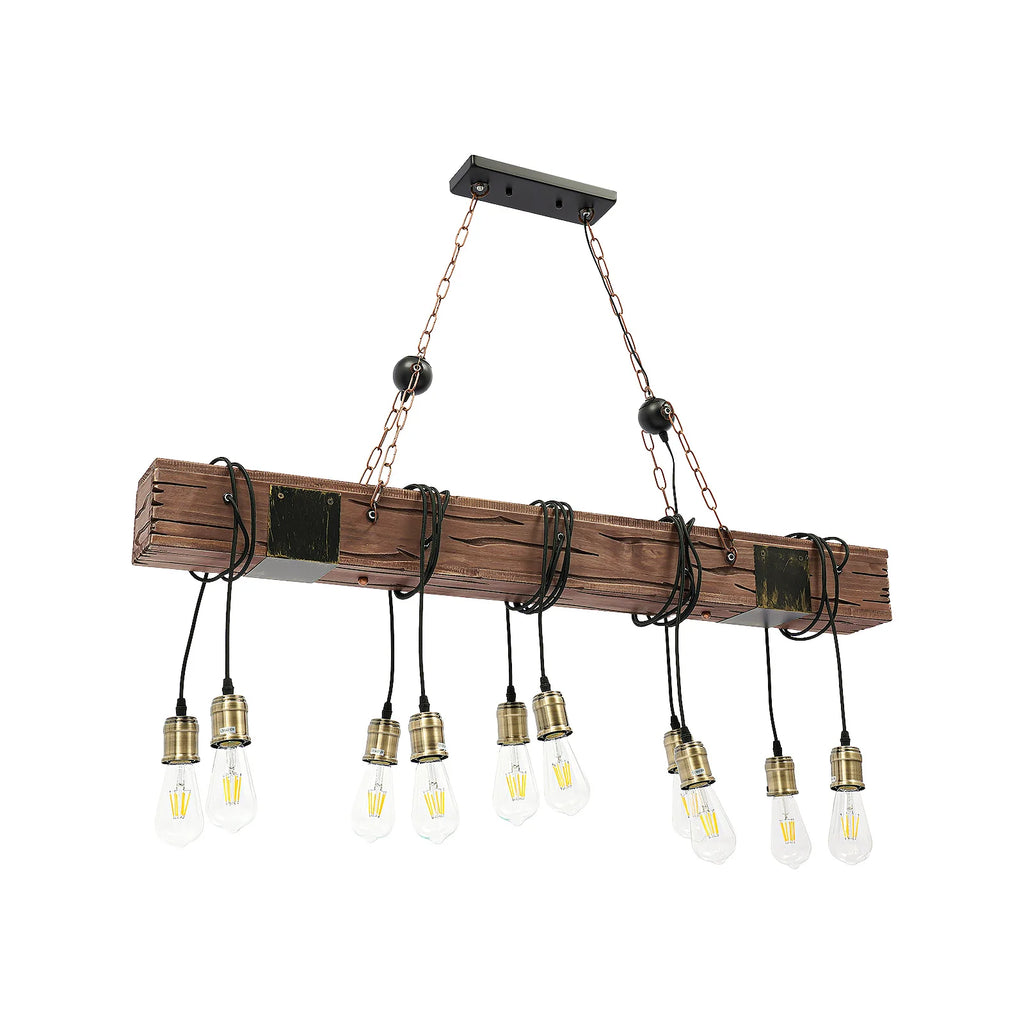 Helios 10-Light Wood Chandelier for Hallway – Adjustable
