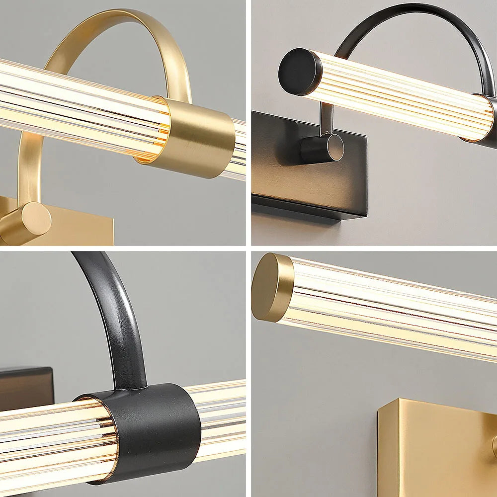 Brass & Acrylic LED Bathroom Vanity & Mirror Light – Modern Adjustable LED for Bathroom | Oriana Crest by Evenlyr